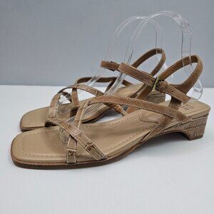 NEW Donald Pliner Cesilia Strappy Sandal Womens 8.5 Tan Leather Low Heel Neutral